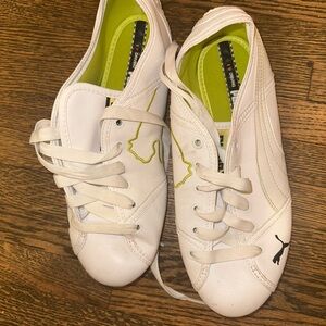 Puma Women's White and Lime Sneakers